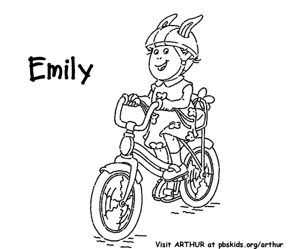 Coloring & Activity Pages: Emily Riding a Bicycle Coloring Page
