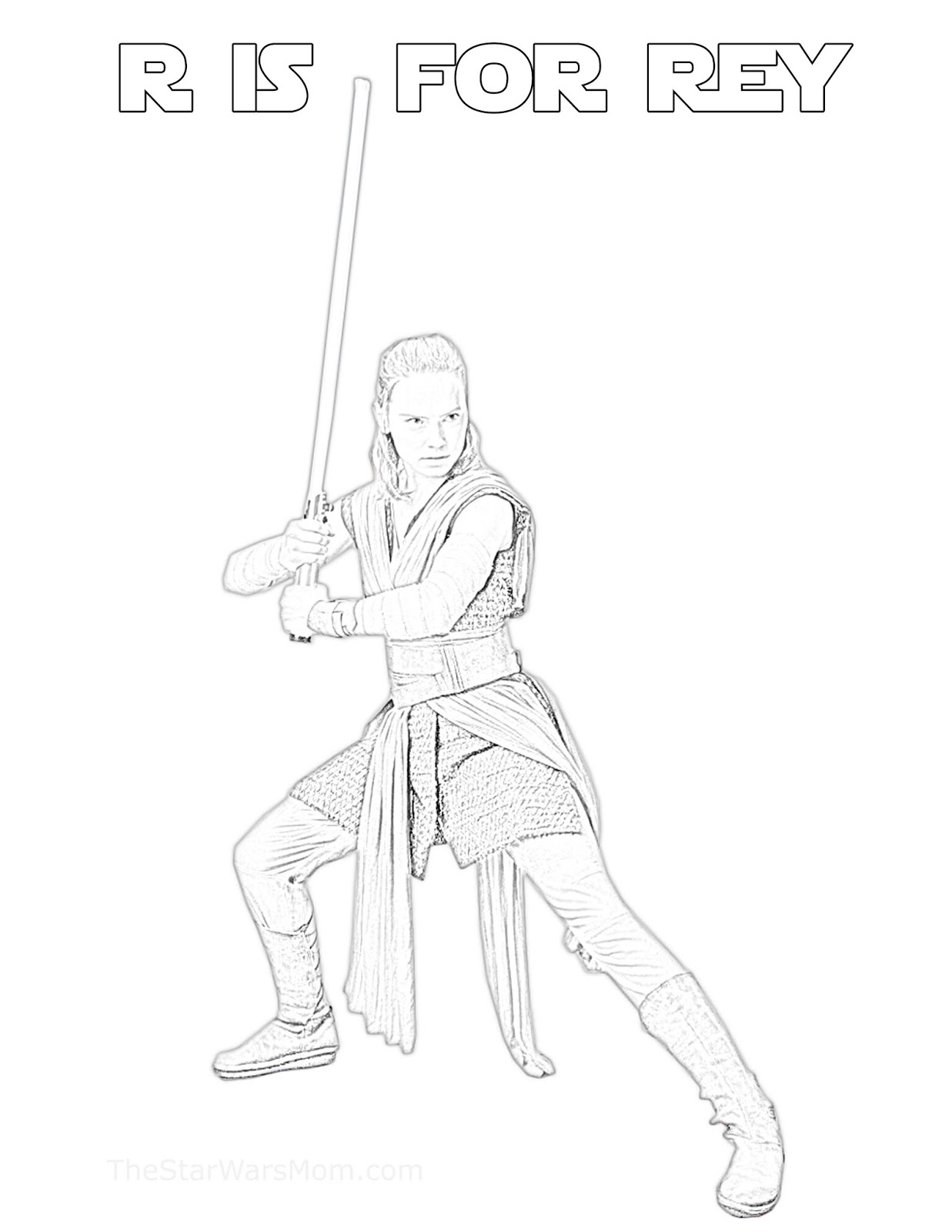 R is for Rey - Star Wars Alphabet Coloring Page - The Star Wars Mom –  Parties, Recipes, Crafts, and Printables