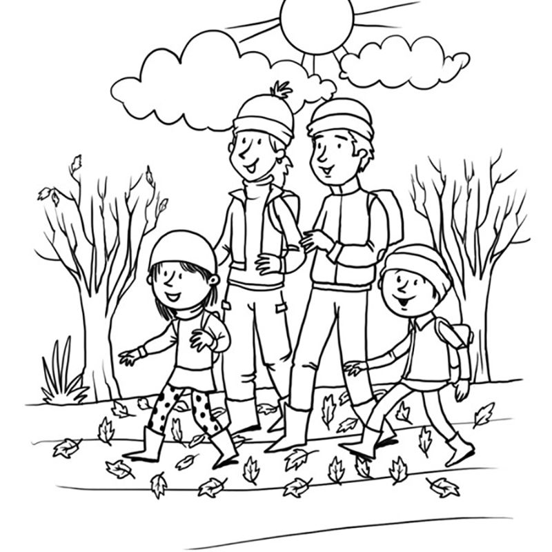 Coloring Pages | Fall Walk Coloring Page