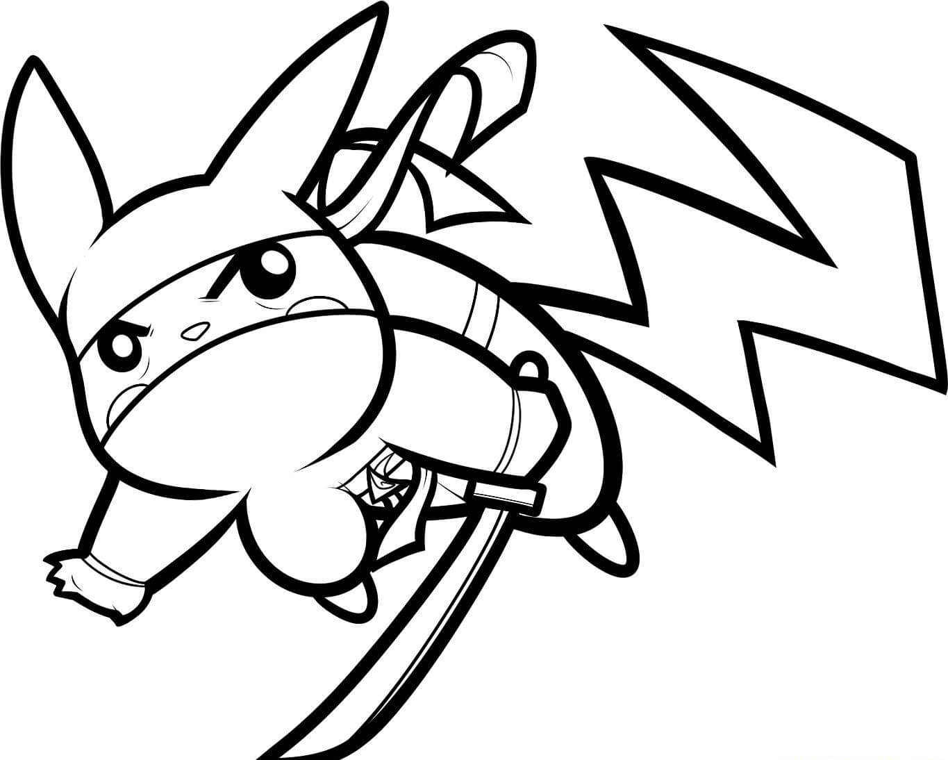 Ninja Pikachu Coloring Page - Free Printable Coloring Pages for Kids