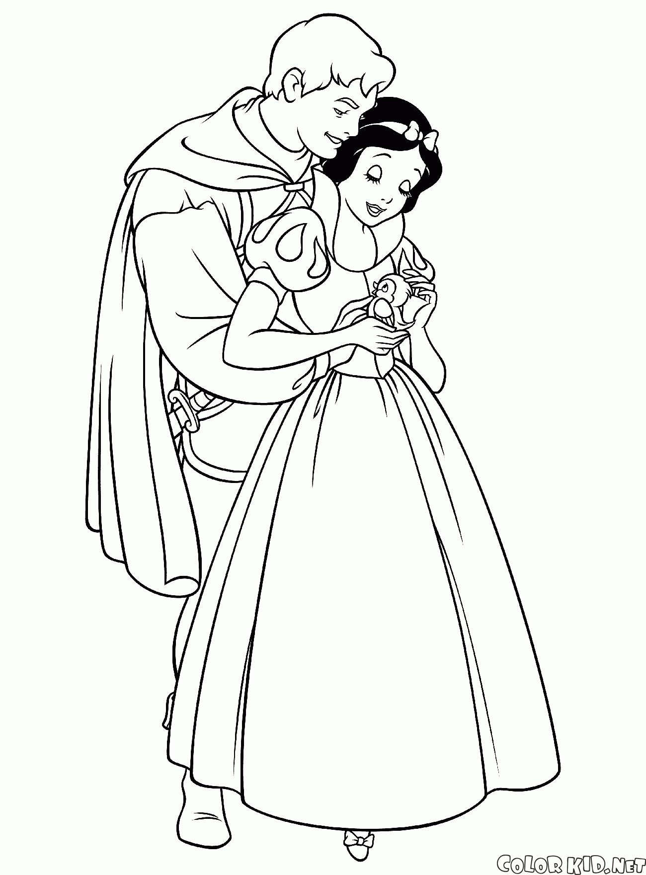 Coloring page - Snow White and the prince of love