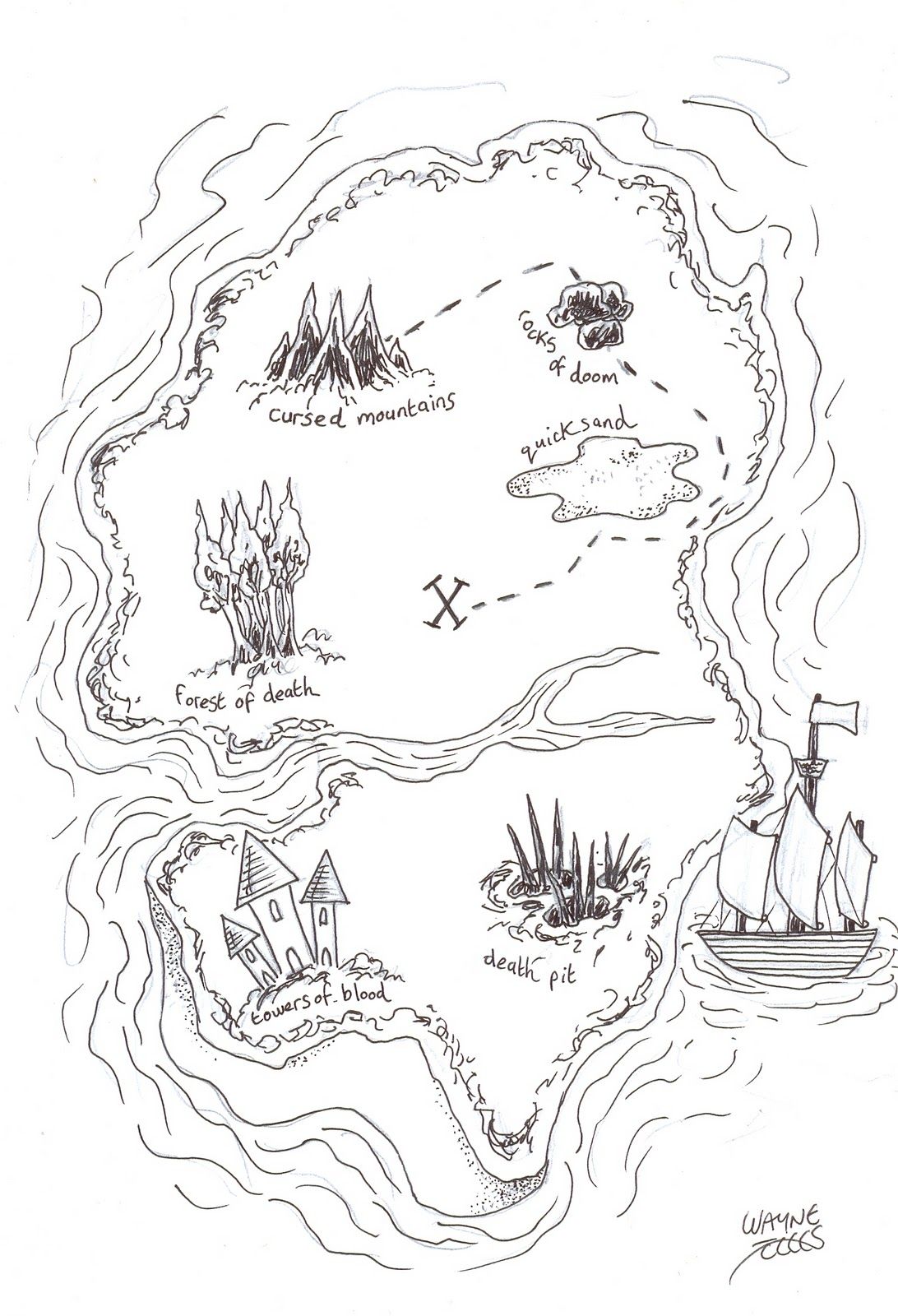 Treasure Map Coloring Pages for