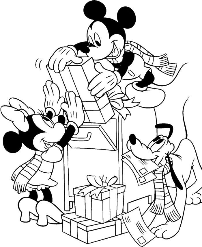 Mickey Mouse And Friends Send Gifts For Christmas Day Coloring ...