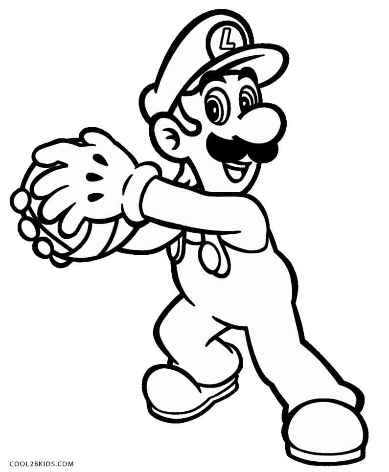 Luigi Mario Coloring Pages Yoshi Coloriage Super Printable Cool2bkids ...