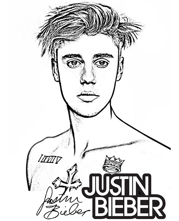 Justin Bieber coloring page pop and R&B star, singer