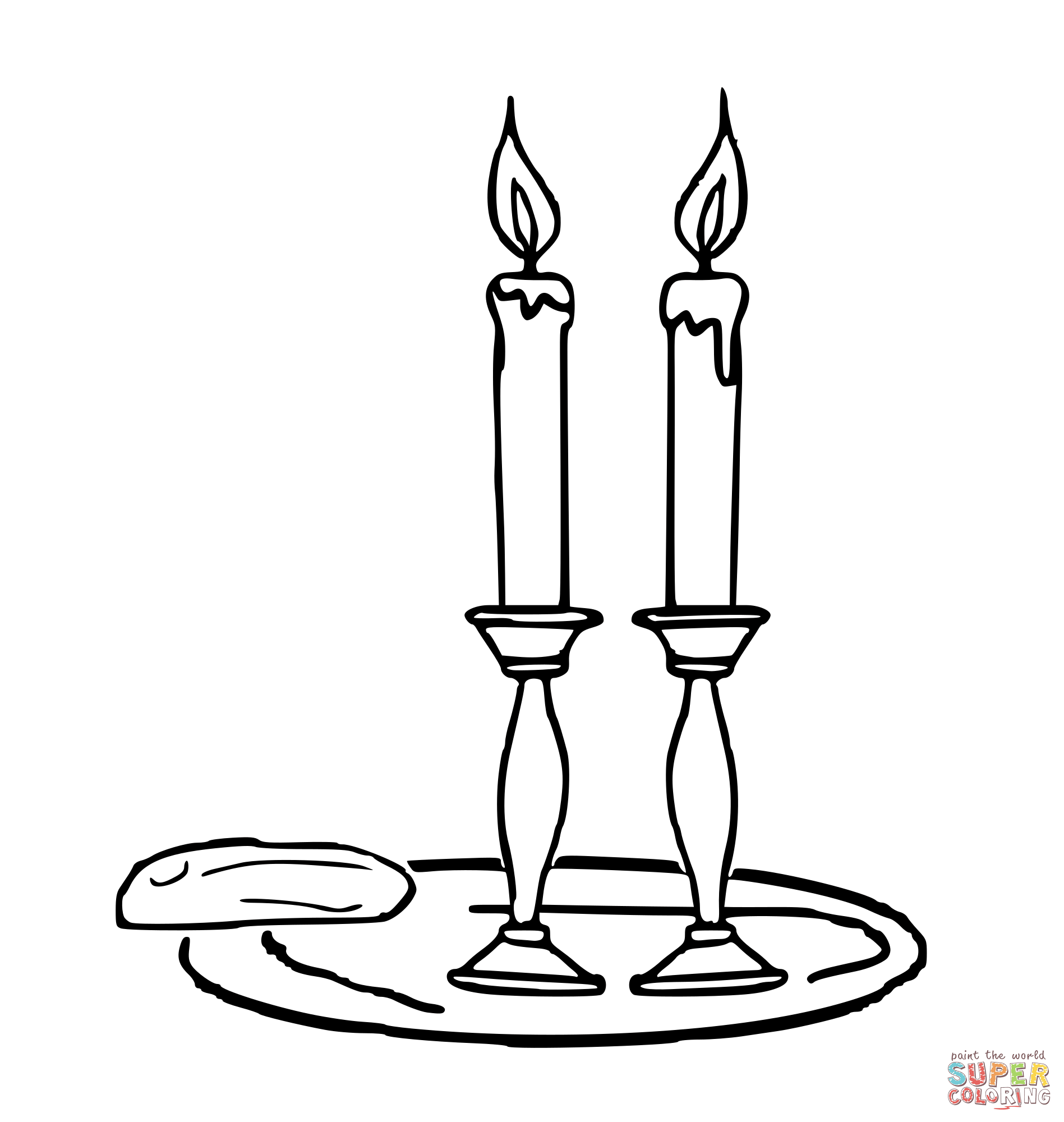 Vintage Shabbat Candles coloring page | Free Printable Coloring Pages