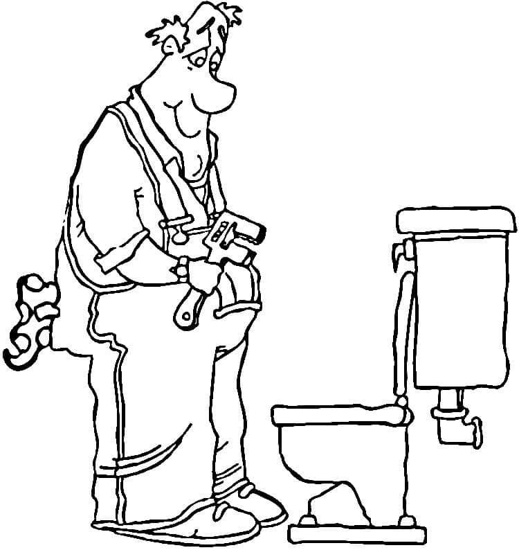 Plumber and Toilet Coloring Page - Free Printable Coloring Pages for Kids