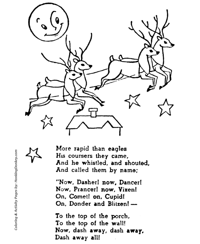 Santa's Reindeer Coloring Pages - Dasher, Dancer, Prancer, Vixen ...