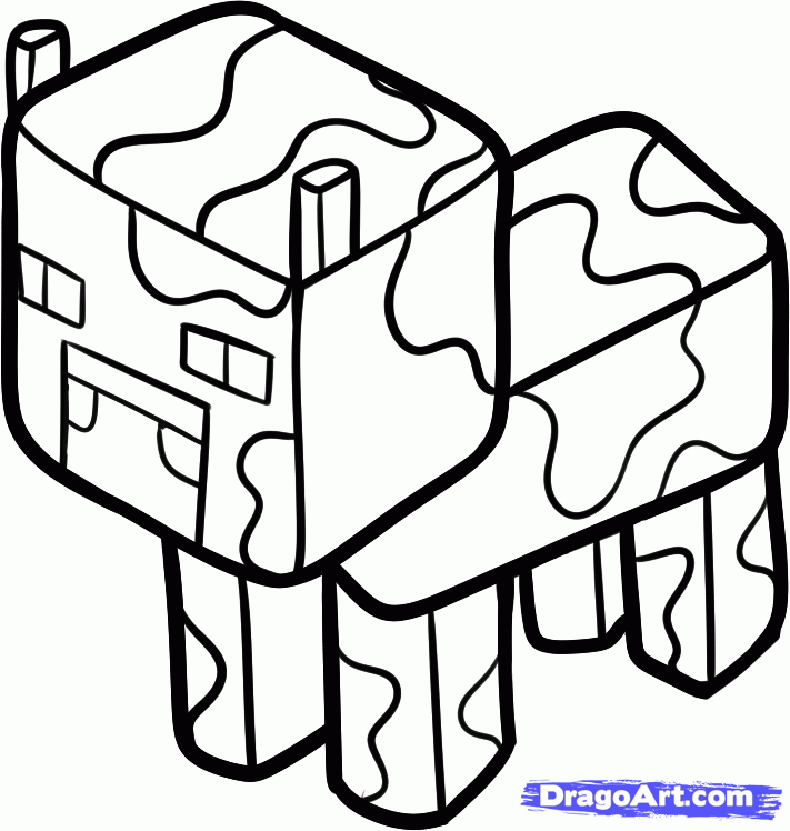 How to Draw a Minecraft Cow, Step by Step, Video Game Characters, Pop  Culture, FREE Online Draw… | Minecraft coloring pages, Cow coloring pages,  Lego coloring pages