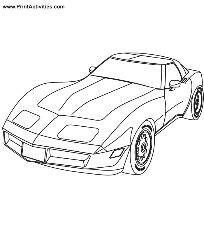 Sports Car Coloring Page | Sports Car Front & Side View