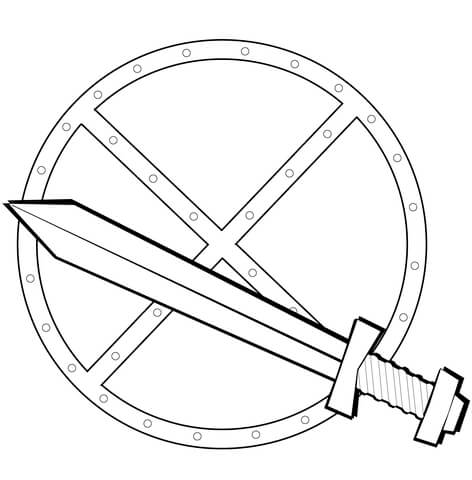 Sword and Shield coloring page | Free Printable Coloring Pages