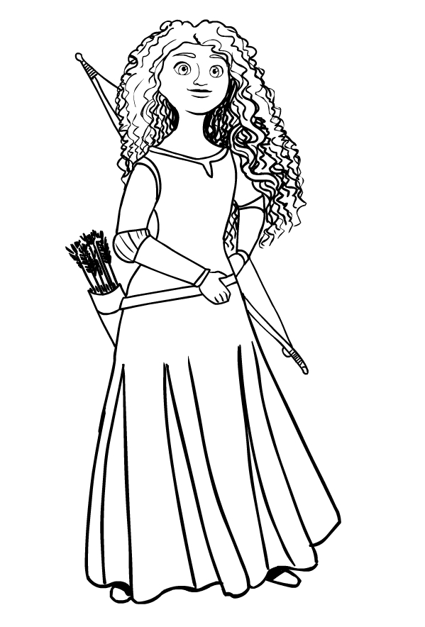 Drawing of the Princess Merida of Brave coloring page
