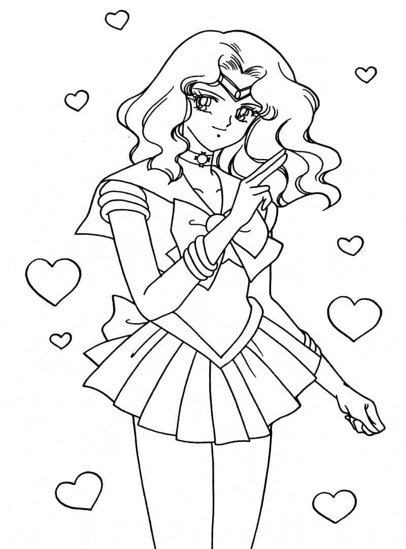 Cute Sailor Neptune Coloring Page - Free Printable Coloring Pages for Kids