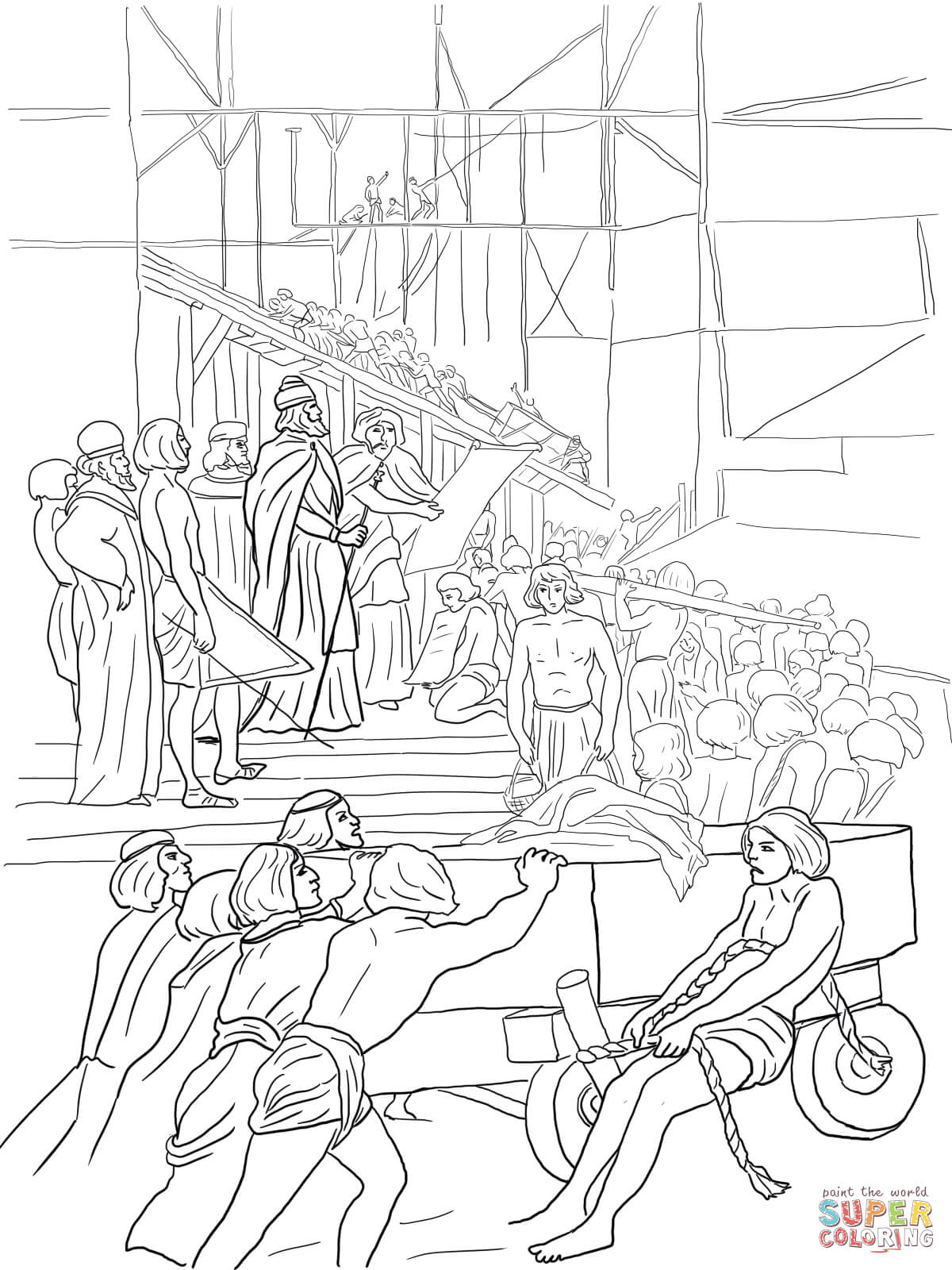 King Solomon Builds the Temple coloring page | Free Printable ...