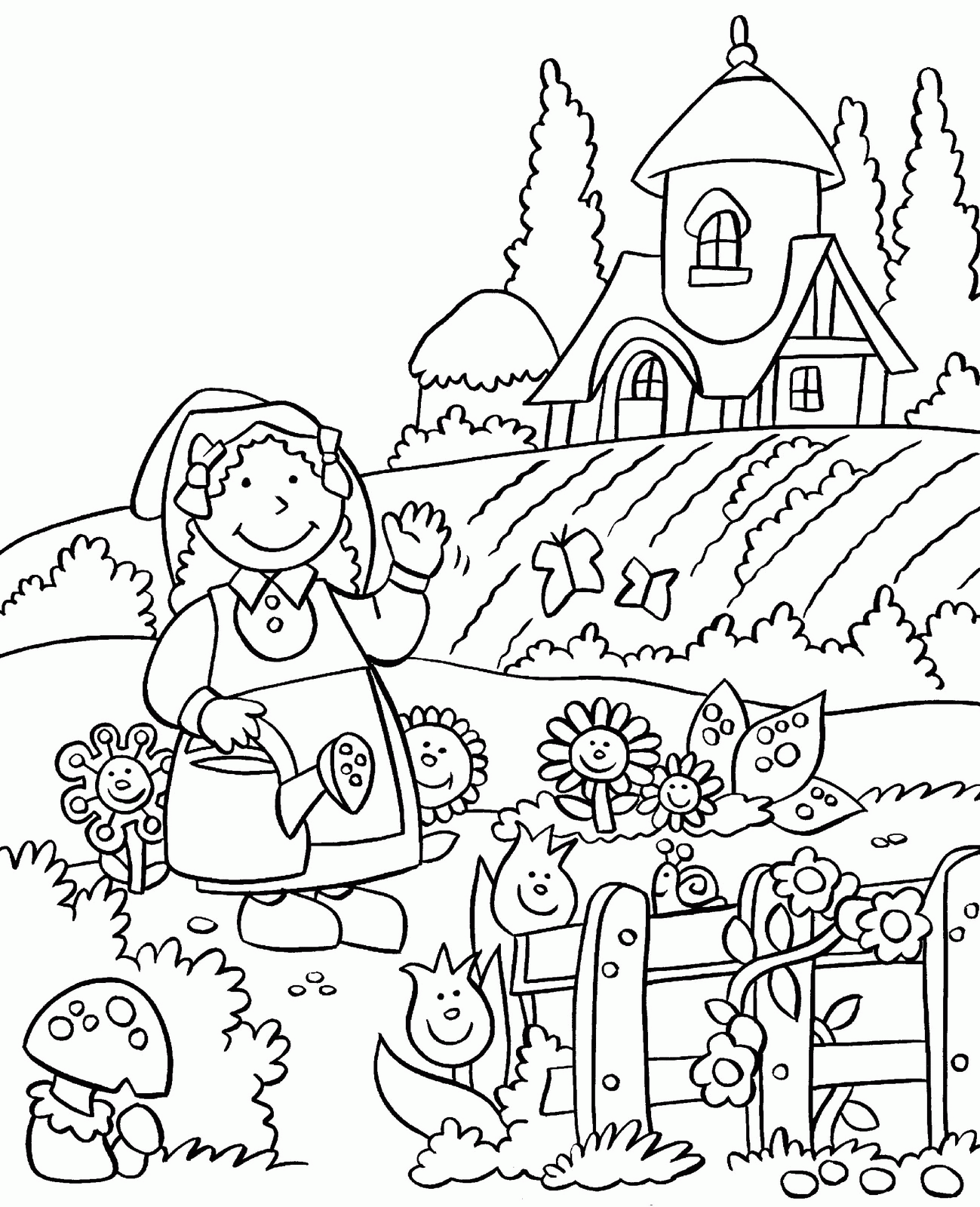 Lily Flower Garden Coloring Pages | Flower Coloring pages of ...