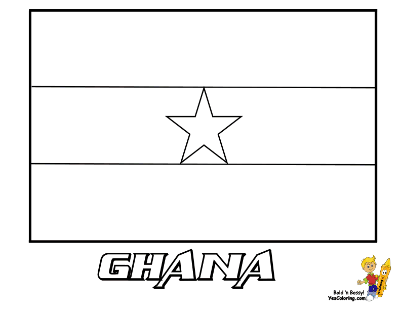 Ghana Flag Coloring Page