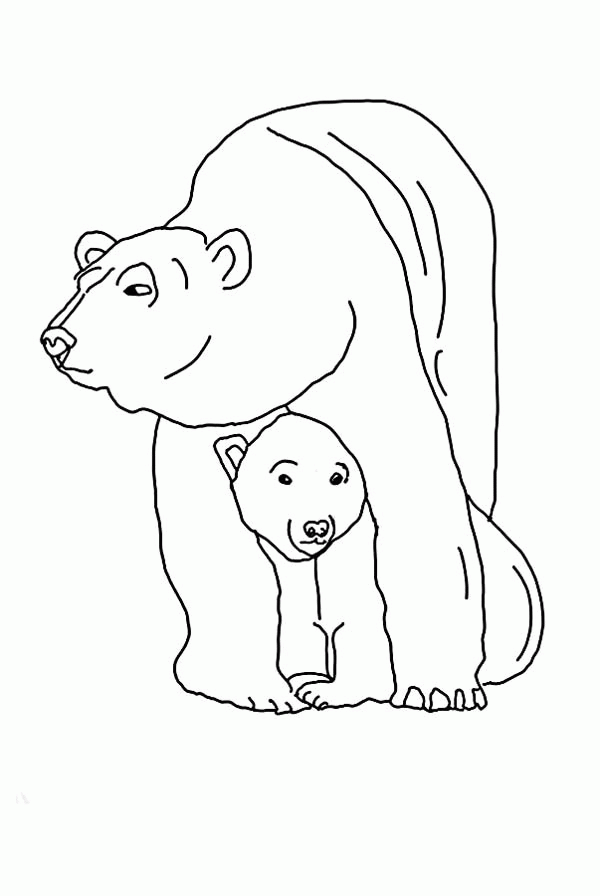 Baby And Bear Coloring Sheet 1