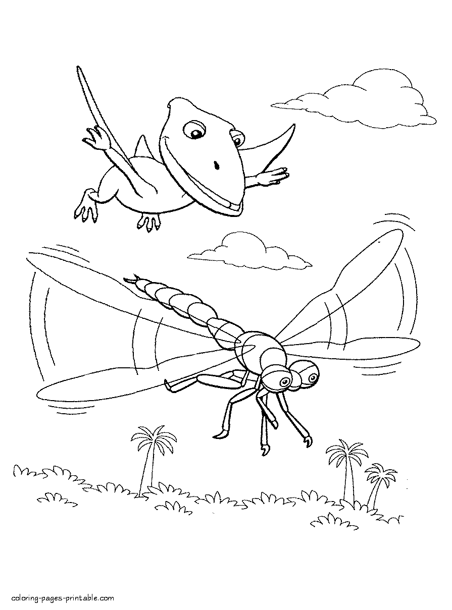 251 Unicorn Pteranodon Coloring Page with Animal character