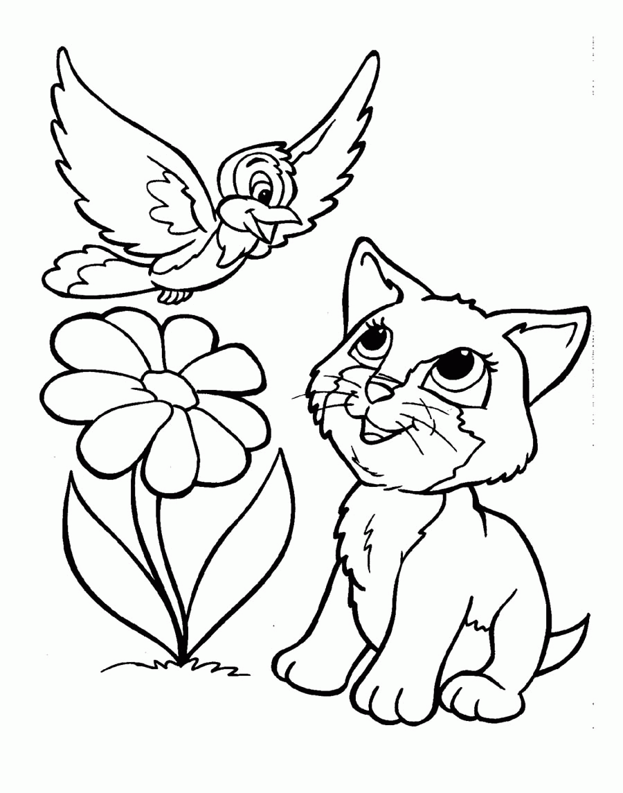 Cute Puppy And Kitten Drawings Coloring Pages - Gianfreda.net