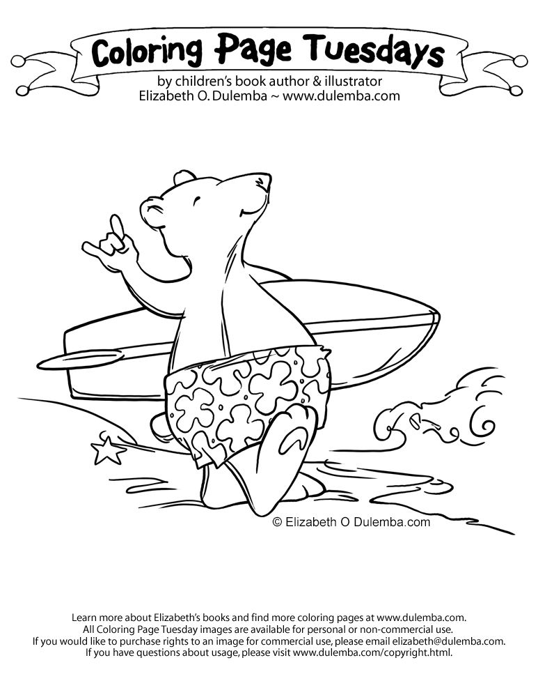dulemba: Coloring Page Tuesdays - Bear Surfs