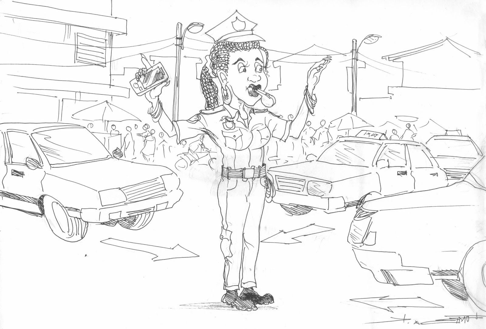Police Woman Coloring Page 