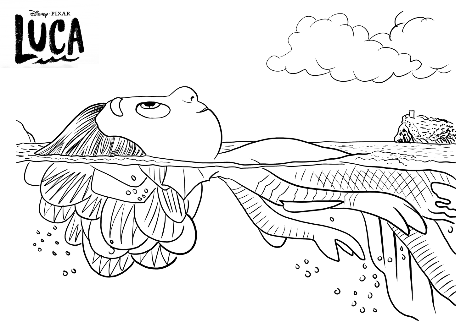 Sea Monster Luca Coloring Page