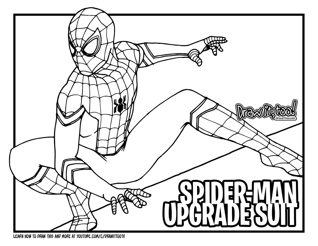How To Draw SPIDER-MAN UPGRADE SUIT (Spider-Man: Far From Home) Drawing  Tutorial - Draw It, Too! - Coloring Home
