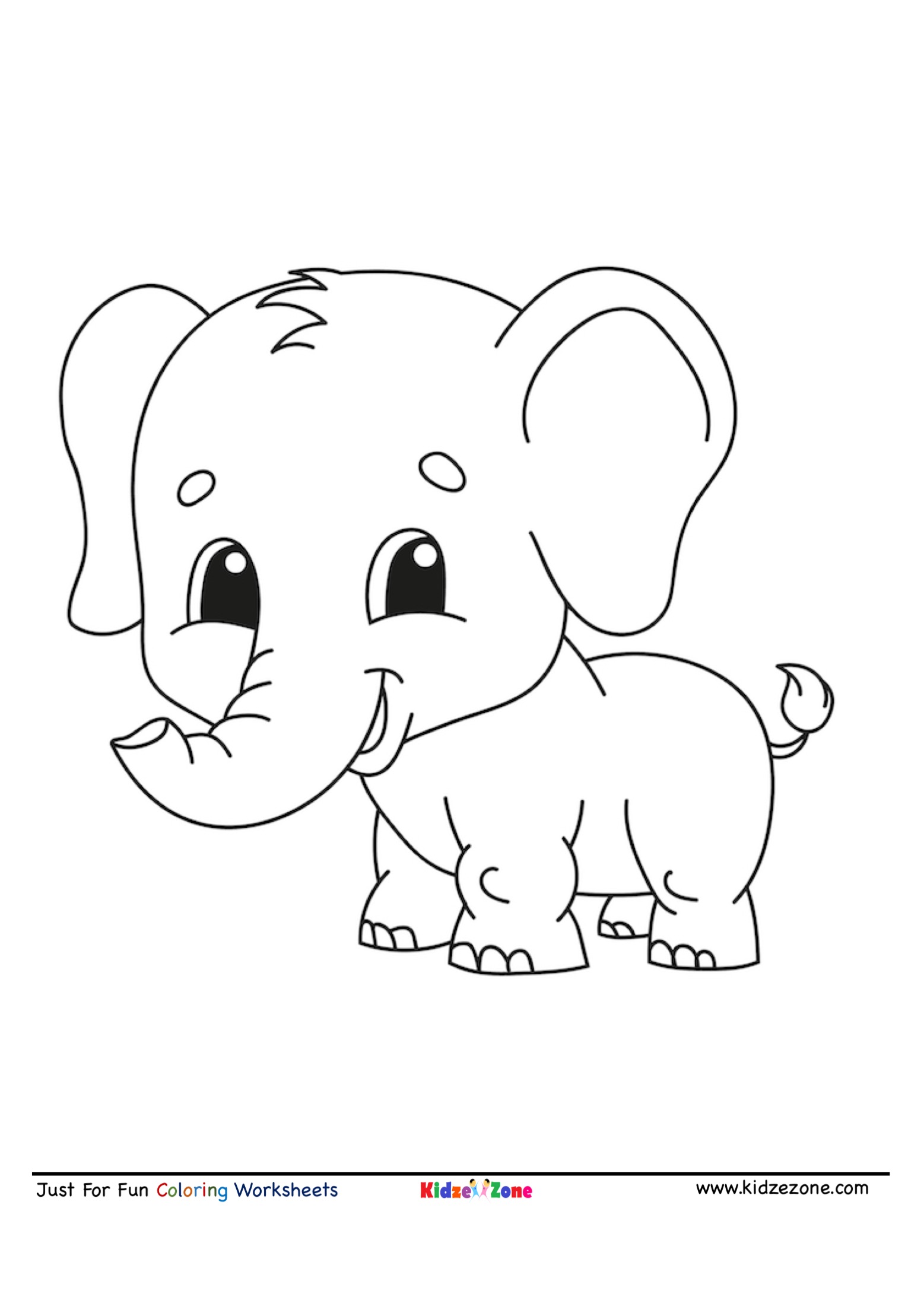 Baby Elephant Cartoon Coloring Page - KidzeZone - Coloring Home