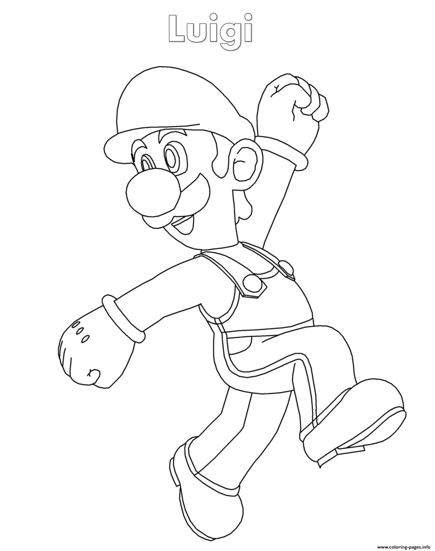 Luigi Super Mario Nintendo Coloring Pages Printable