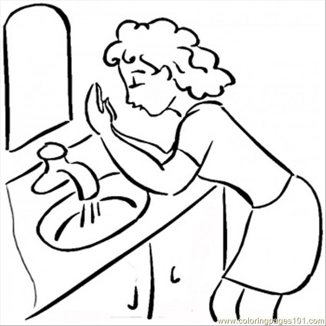Girl In Bathroom Coloring Page - Free Furnitures Coloring Pages :  ColoringPages101.com