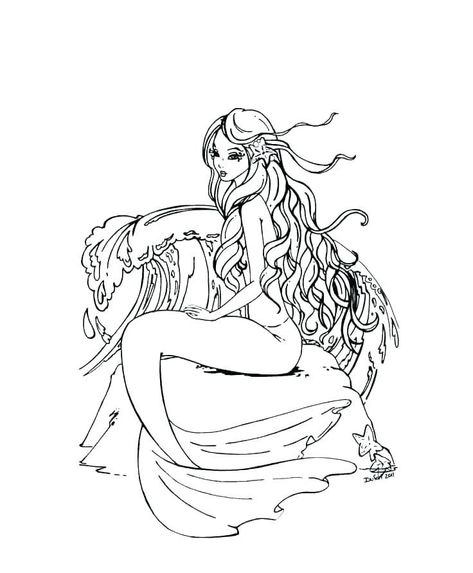 Mermaid Coloring Pages for Adults | Fairy coloring pages, Mermaid ...