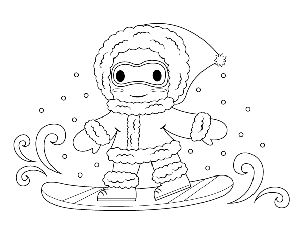 Printable Snowboarding Coloring Page