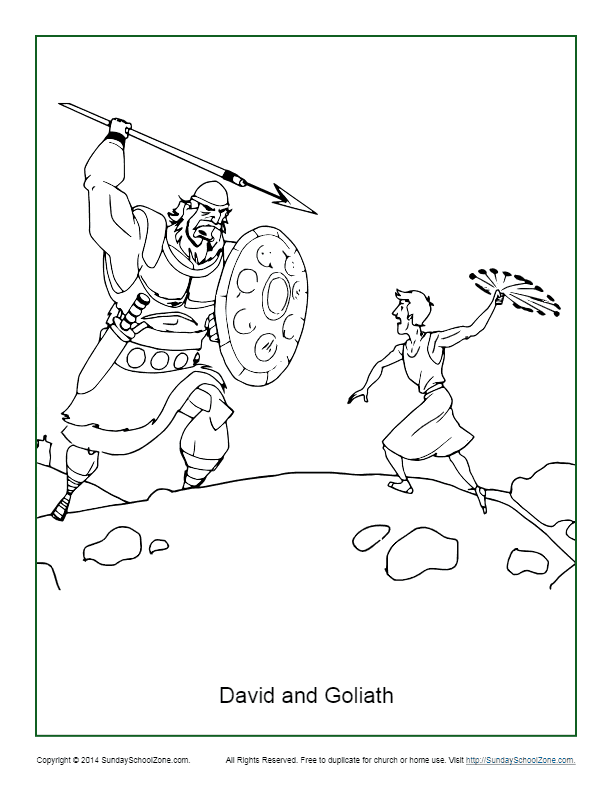 David and Goliath Coloring Page on Sunday School Zone