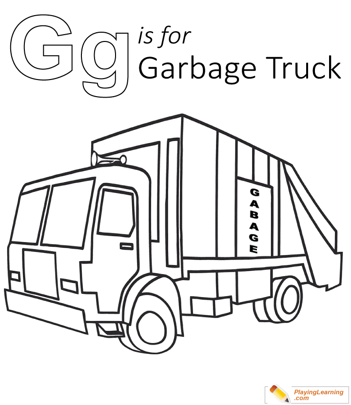 G Is For Garbage Truck Coloring Page 01 | Free G Is For Garbage Truck  Coloring Page