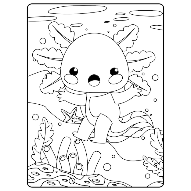 Premium Vector | Axolotl coloring pages for kids