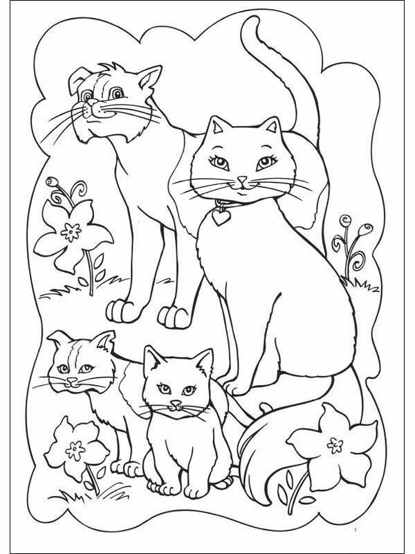 Family of Cats Coloring Page | Animal pages of KidsColoringPage ...