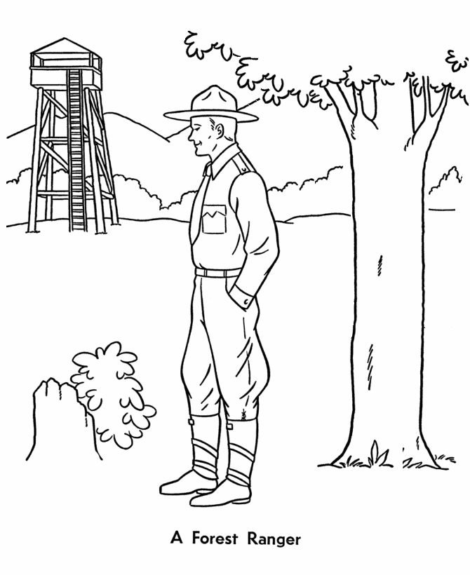 Summer Coloring - Kids Park Ranger Coloring Page Sheets of the ...