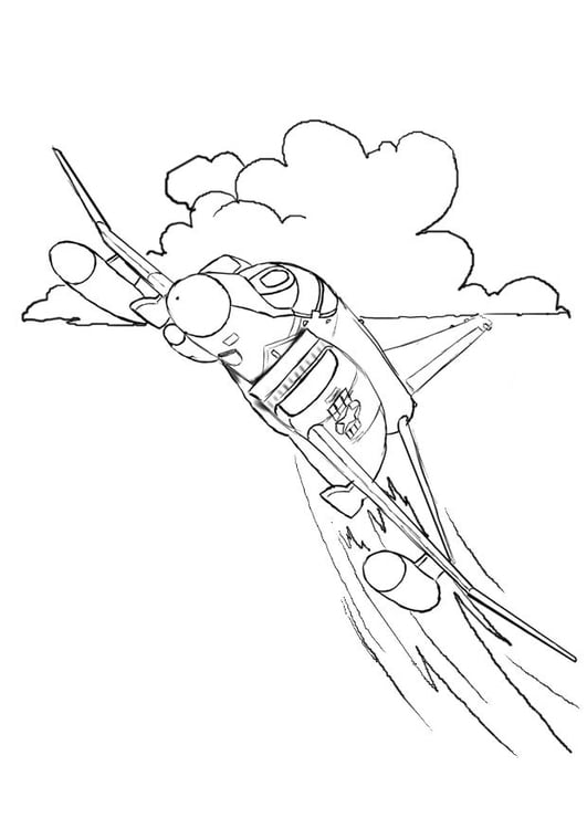 Coloring Page fighter jet - free printable coloring pages - Img 8055