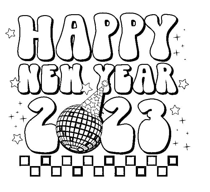 Happy New Year 2023 Party Coloring Page - Free Printable Coloring Pages for  Kids