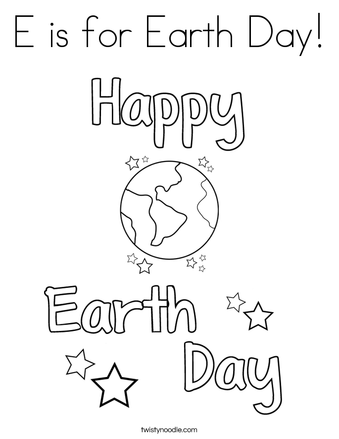 E is for Earth Day Coloring Page - Twisty Noodle