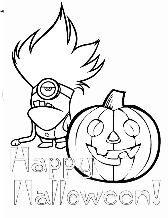 Minions And Halloween Coloring Page | H & M Coloring Pages