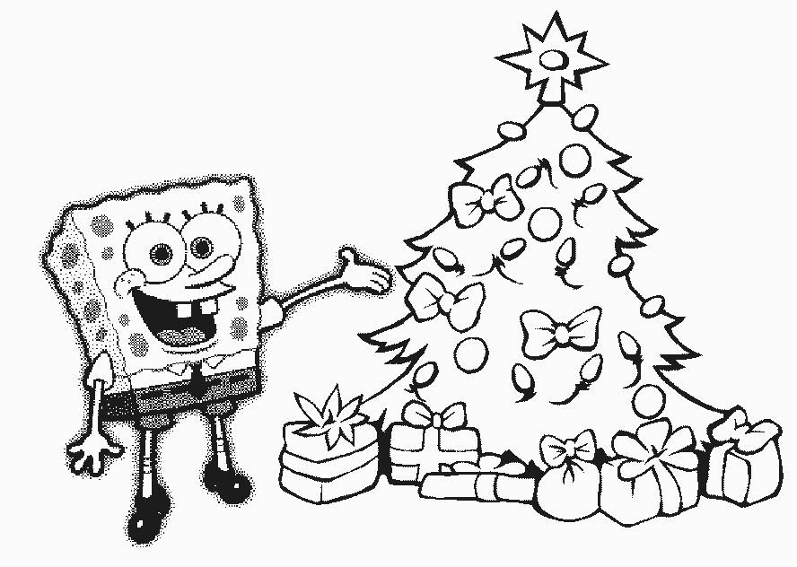 Download Coloring Pages Of Christmas Tree And Spongebob Or Print 