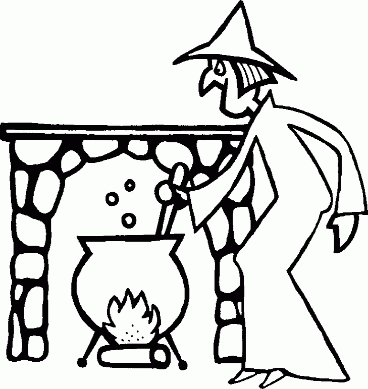 Witch Is Very Thorough In His Job Coloring Page |Halloween 