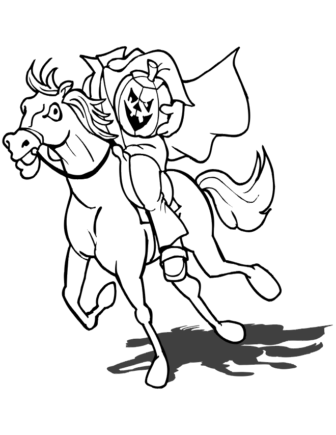 Print Halloween Coloring Pages Headless Horseman or Download 