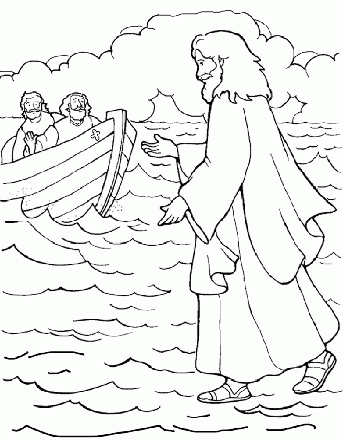 Jesus Walks On Water Coloring Page | Coloring Pages