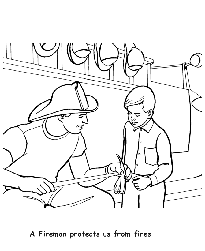 Labor Day Coloring Pages - Fireman | HonkingDonkey