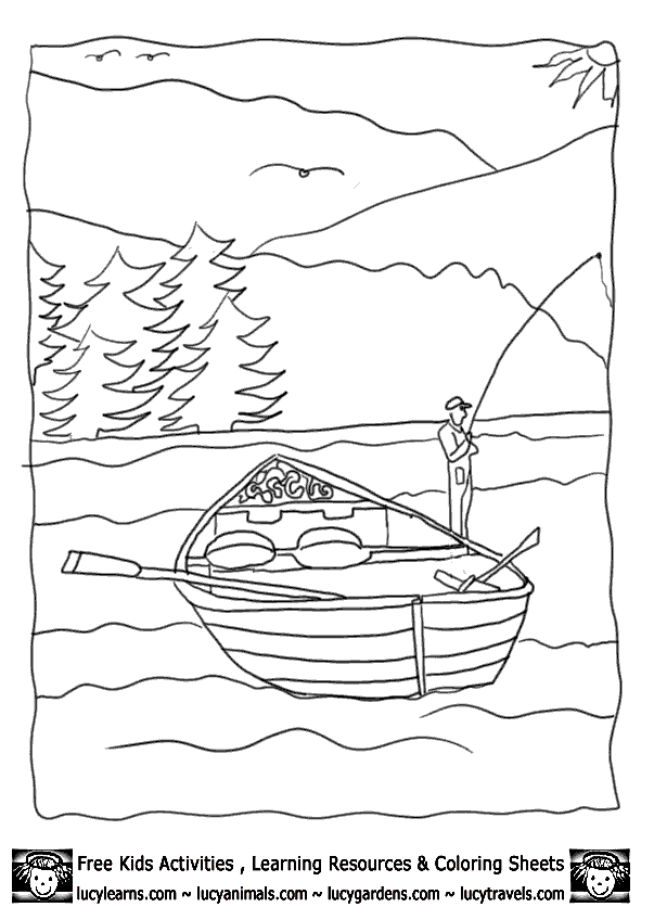 Fishing on Boat Coloring Sheet Collection,Lucy's Boat Coloring 