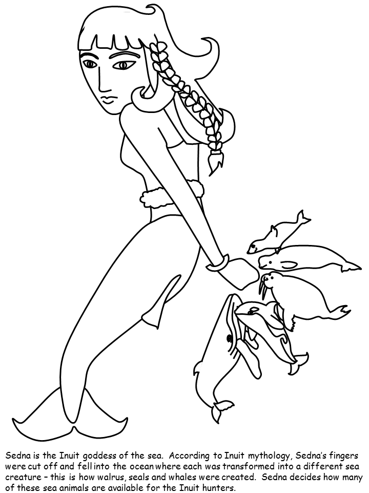 Inuit Sedna Text Countries Coloring Pages & Coloring Book