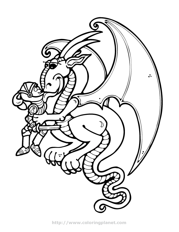 dragon and knight printable coloring in pages for kids - number 