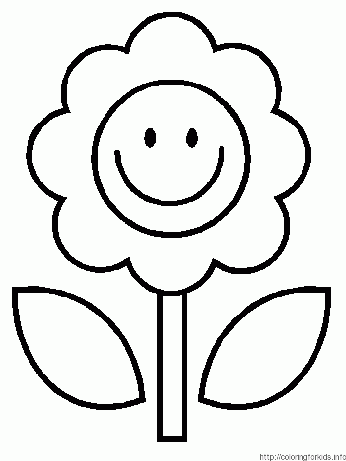 Flower simple coloring page smile - ColoringforKids.info 